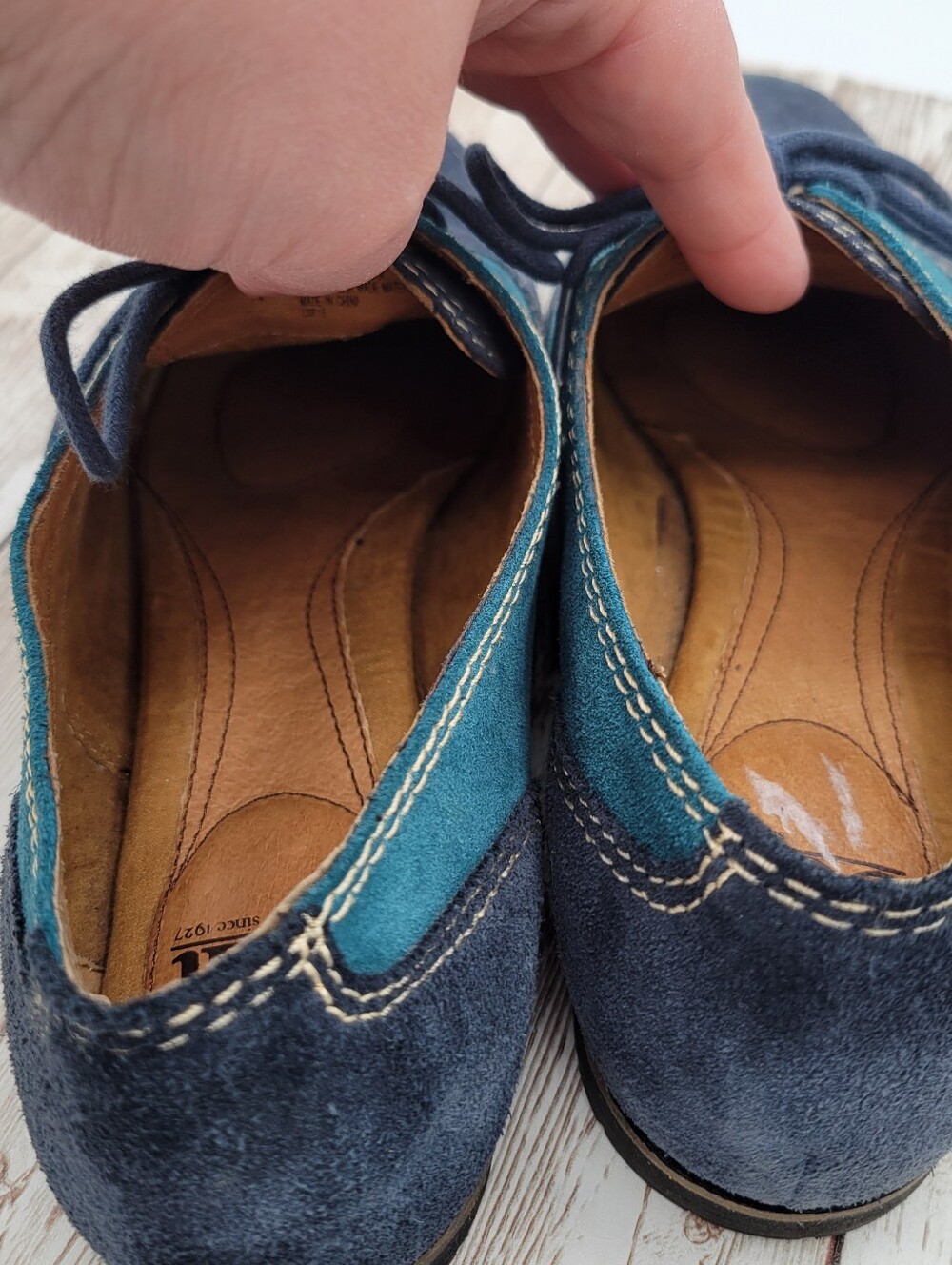 Sofft Alexandra Suede 2 Tone Oxford Shoes Teal Navy Size 8 8M Leather - Picture 8 of 11